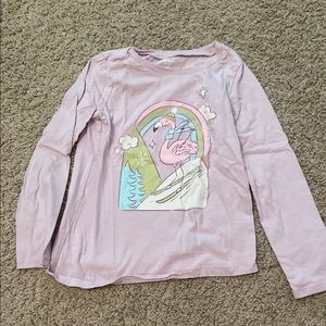 Kids Pink Flamingo Graphic Long Sleeve Shirt